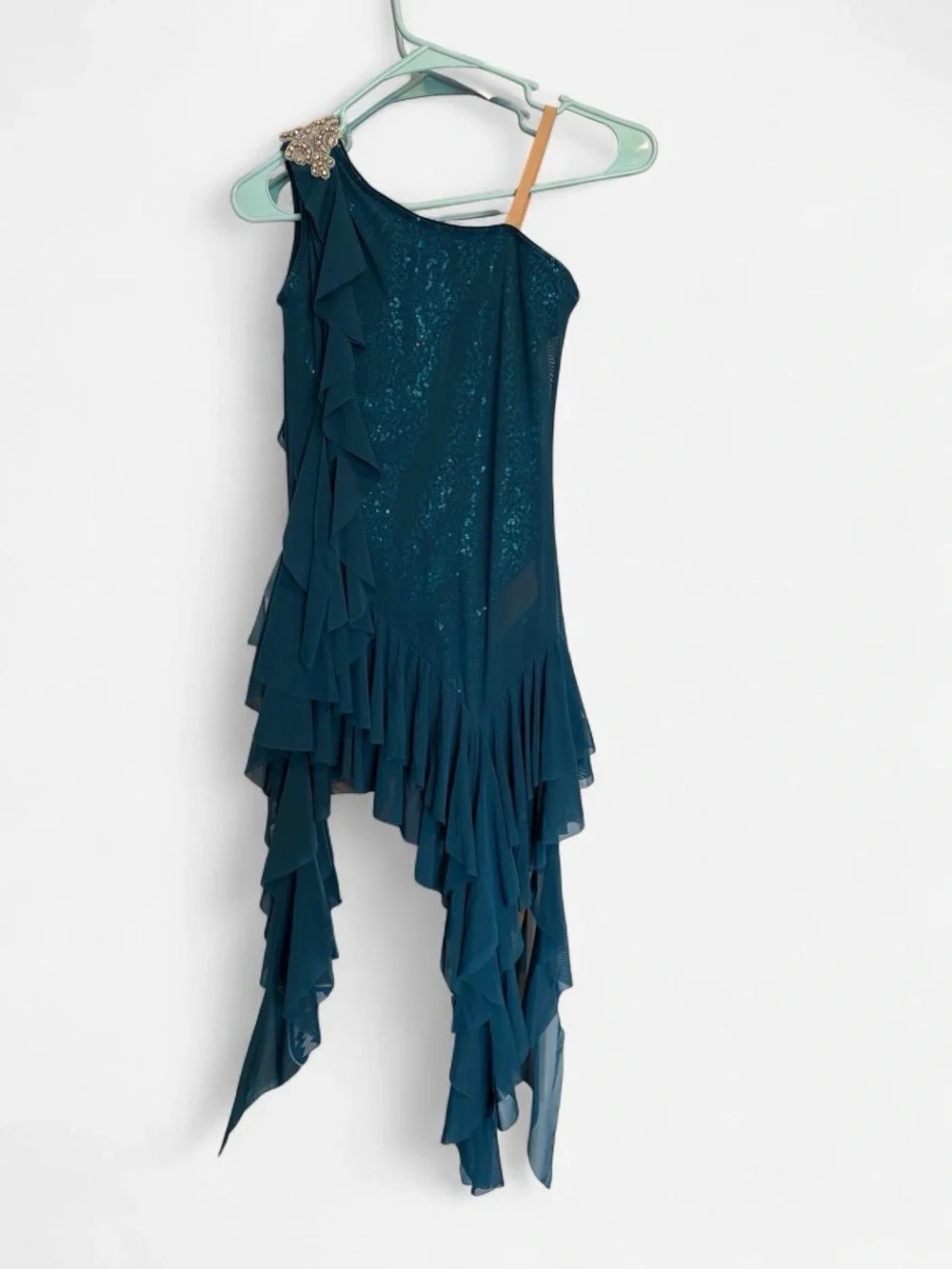 Blue Sequins and Rhinestone Girls’ Leotard
